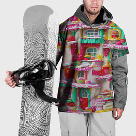 Накидка на куртку 3D с принтом Домики из сладостей в Кировске, 100% полиэстер |  | 