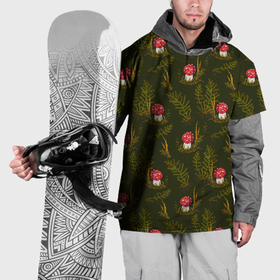 Накидка на куртку 3D с принтом Мухоморы и папоротник  вышивка в Петрозаводске, 100% полиэстер |  | 