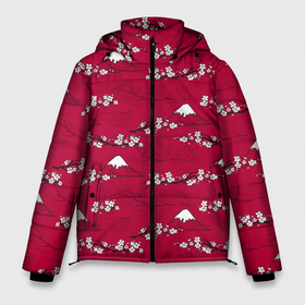 Мужская зимняя куртка 3D с принтом Японский паттерн   цветение сакуры в Курске, верх — 100% полиэстер; подкладка — 100% полиэстер; утеплитель — 100% полиэстер | длина ниже бедра, свободный силуэт Оверсайз. Есть воротник-стойка, отстегивающийся капюшон и ветрозащитная планка. 

Боковые карманы с листочкой на кнопках и внутренний карман на молнии. | 