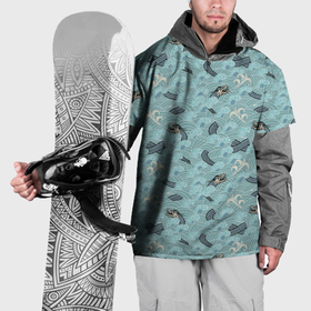 Накидка на куртку 3D с принтом Японский дракон на волнах паттерн в Новосибирске, 100% полиэстер |  | 