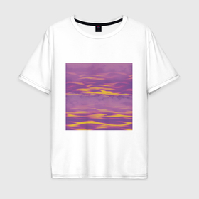 Мужская футболка хлопок Oversize с принтом Сиреневое море в Белгороде, 100% хлопок | свободный крой, круглый ворот, “спинка” длиннее передней части | 