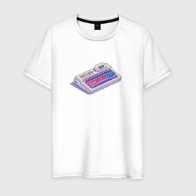 Мужская футболка хлопок с принтом Нейро клавиатура в Екатеринбурге, 100% хлопок | прямой крой, круглый вырез горловины, длина до линии бедер, слегка спущенное плечо. | Тематика изображения на принте: 