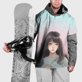 Накидка на куртку 3D с принтом девушка аниме в пастельных оттенках , 100% полиэстер |  | 