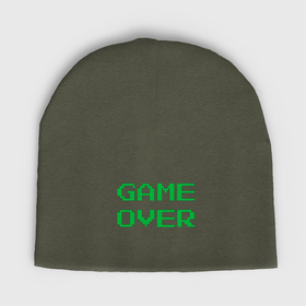 Мужская шапка демисезонная с принтом Серо зеленый game over ,  |  | Тематика изображения на принте: 