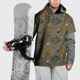 Накидка на куртку 3D с принтом Малиновки и зверобой в Петрозаводске, 100% полиэстер |  | 