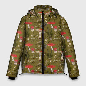 Мужская зимняя куртка 3D с принтом Мухоморы и цветы зеленый принт , верх — 100% полиэстер; подкладка — 100% полиэстер; утеплитель — 100% полиэстер | длина ниже бедра, свободный силуэт Оверсайз. Есть воротник-стойка, отстегивающийся капюшон и ветрозащитная планка. 

Боковые карманы с листочкой на кнопках и внутренний карман на молнии. | 