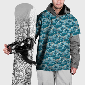 Накидка на куртку 3D с принтом Японские волны паттерн в Новосибирске, 100% полиэстер |  | 