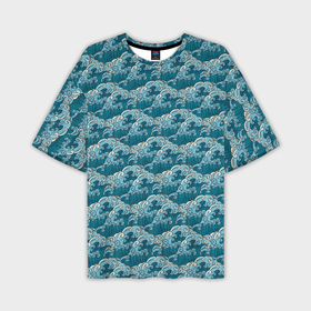 Мужская футболка oversize 3D с принтом Японские волны паттерн в Санкт-Петербурге,  |  | 