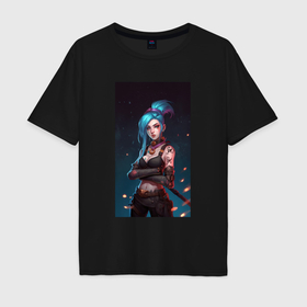 Мужская футболка хлопок Oversize с принтом JINX  Arcane League  Of Legends в Курске, 100% хлопок | свободный крой, круглый ворот, “спинка” длиннее передней части | 