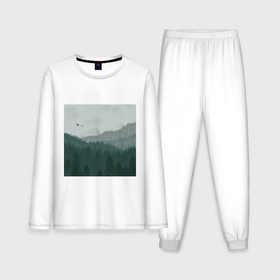 Мужская пижама с лонгсливом хлопок с принтом Туманные холмы и лес в Курске,  |  | 