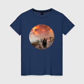 Женская футболка хлопок с принтом Человек и собака в апокалипсисе в Тюмени, 100% хлопок | прямой крой, круглый вырез горловины, длина до линии бедер, слегка спущенное плечо | 