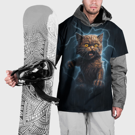 Накидка на куртку 3D с принтом Грозовой котенок , 100% полиэстер |  | 