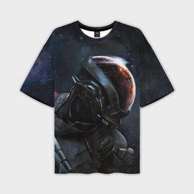 Мужская футболка oversize 3D с принтом Mass Effect N7 game в Санкт-Петербурге,  |  | 