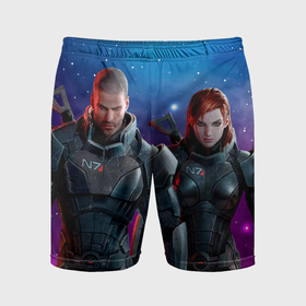 Мужские шорты спортивные с принтом Mass Effect N7 space в Санкт-Петербурге,  |  | 