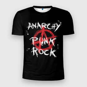 Мужская футболка 3D Slim с принтом Анархия   панк рок в Екатеринбурге, 100% полиэстер с улучшенными характеристиками | приталенный силуэт, круглая горловина, широкие плечи, сужается к линии бедра | 