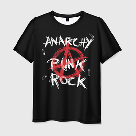 Мужская футболка 3D с принтом Анархия   панк рок в Кировске, 100% полиэфир | прямой крой, круглый вырез горловины, длина до линии бедер | 