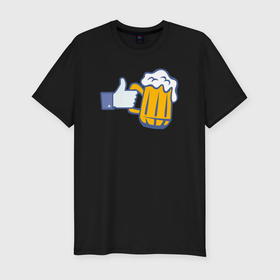 Мужская футболка хлопок Slim с принтом Like beer в Белгороде, 92% хлопок, 8% лайкра | приталенный силуэт, круглый вырез ворота, длина до линии бедра, короткий рукав | Тематика изображения на принте: 