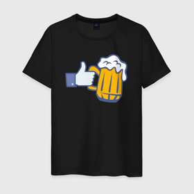 Мужская футболка хлопок с принтом Like beer в Белгороде, 100% хлопок | прямой крой, круглый вырез горловины, длина до линии бедер, слегка спущенное плечо. | Тематика изображения на принте: 