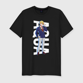 Мужская футболка хлопок Slim с принтом Aqua Hoshino в Тюмени, 92% хлопок, 8% лайкра | приталенный силуэт, круглый вырез ворота, длина до линии бедра, короткий рукав | 