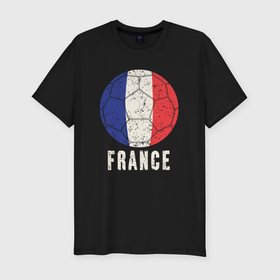 Мужская футболка хлопок Slim с принтом Футбол Франции , 92% хлопок, 8% лайкра | приталенный силуэт, круглый вырез ворота, длина до линии бедра, короткий рукав | 