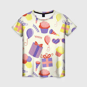 Женская футболка 3D с принтом Holiday в Тюмени, 100% полиэфир ( синтетическое хлопкоподобное полотно) | прямой крой, круглый вырез горловины, длина до линии бедер | 