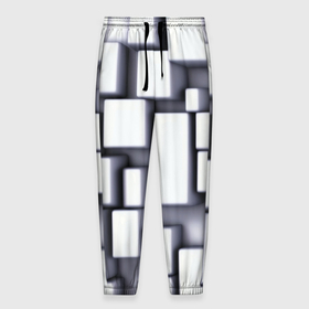 Мужские брюки 3D с принтом Объемные белые плиты , 100% полиэстер | манжеты по низу, эластичный пояс регулируется шнурком, по бокам два кармана без застежек, внутренняя часть кармана из мелкой сетки | 