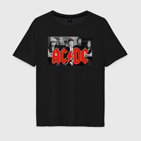 Мужская футболка хлопок Oversize с принтом AC DC metal в Курске, 100% хлопок | свободный крой, круглый ворот, “спинка” длиннее передней части | 