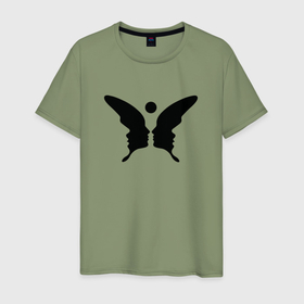 Мужская футболка хлопок с принтом Бабочка обман зрения в Санкт-Петербурге, 100% хлопок | прямой крой, круглый вырез горловины, длина до линии бедер, слегка спущенное плечо. | 