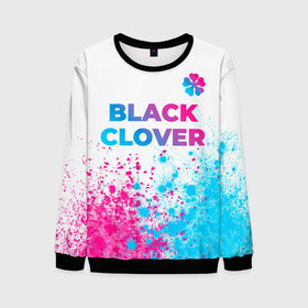 Мужской свитшот 3D с принтом Black Clover neon gradient style: символ сверху в Кировске, 100% полиэстер с мягким внутренним слоем | круглый вырез горловины, мягкая резинка на манжетах и поясе, свободная посадка по фигуре | 