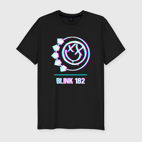 Мужская футболка хлопок Slim с принтом Blink 182 glitch rock в Белгороде, 92% хлопок, 8% лайкра | приталенный силуэт, круглый вырез ворота, длина до линии бедра, короткий рукав | 