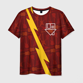 Мужская футболка 3D с принтом The Neighbourhood гитары и молния в Белгороде, 100% полиэфир | прямой крой, круглый вырез горловины, длина до линии бедер | Тематика изображения на принте: 