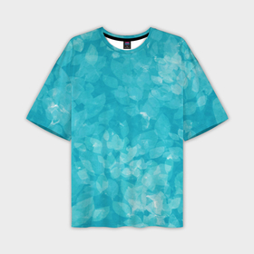 Мужская футболка oversize 3D с принтом Листья стилизация текстура сине голубой в Петрозаводске,  |  | 