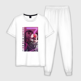 Мужская пижама хлопок с принтом Honkai   Кафка и яблоко в Петрозаводске, 100% хлопок | брюки и футболка прямого кроя, без карманов, на брюках мягкая резинка на поясе и по низу штанин
 | 