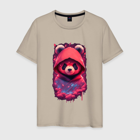 Мужская футболка хлопок с принтом Медведь ниндзя в Санкт-Петербурге, 100% хлопок | прямой крой, круглый вырез горловины, длина до линии бедер, слегка спущенное плечо. | Тематика изображения на принте: 