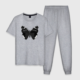 Мужская пижама хлопок с принтом Черно белая бабочка , 100% хлопок | брюки и футболка прямого кроя, без карманов, на брюках мягкая резинка на поясе и по низу штанин
 | 