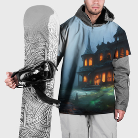 Накидка на куртку 3D с принтом Замок в лесу в Курске, 100% полиэстер |  | 