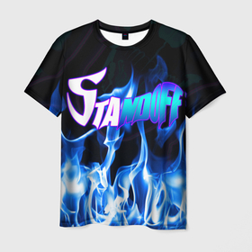 Мужская футболка 3D с принтом Standoff game fire , 100% полиэфир | прямой крой, круглый вырез горловины, длина до линии бедер | 