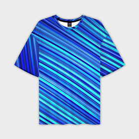 Мужская футболка oversize 3D с принтом Сине голубые узорчатые полосы ,  |  | 