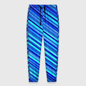 Мужские брюки 3D с принтом Сине голубые узорчатые полосы , 100% полиэстер | манжеты по низу, эластичный пояс регулируется шнурком, по бокам два кармана без застежек, внутренняя часть кармана из мелкой сетки | 