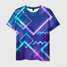 Мужская футболка 3D с принтом Разноцветные квадраты цветные в Белгороде, 100% полиэфир | прямой крой, круглый вырез горловины, длина до линии бедер | 