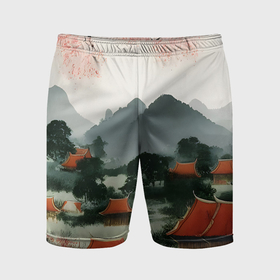 Мужские шорты спортивные с принтом Китайская деревня в Курске,  |  | 