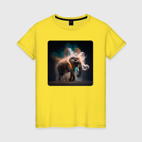 Женская футболка хлопок с принтом Магический слон в Курске, 100% хлопок | прямой крой, круглый вырез горловины, длина до линии бедер, слегка спущенное плечо | 