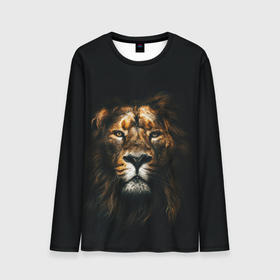Мужской лонгслив 3D Мудрый лев во тьме: в Ухте, 100% полиэстер | длинные рукава, круглый вырез горловины, полуприлегающий силуэт |