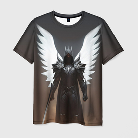 Мужская футболка 3D с принтом Черный рыцарь в Курске, 100% полиэфир | прямой крой, круглый вырез горловины, длина до линии бедер | 