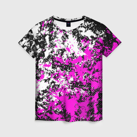 Женская футболка 3D с принтом Розово белая краска в Курске, 100% полиэфир ( синтетическое хлопкоподобное полотно) | прямой крой, круглый вырез горловины, длина до линии бедер | 
