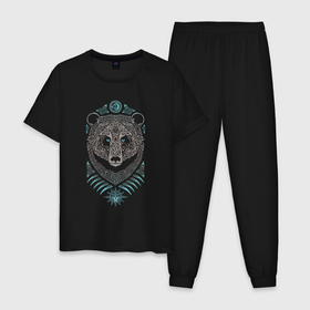 Мужская пижама хлопок с принтом Мифология славян   медведь в Белгороде, 100% хлопок | брюки и футболка прямого кроя, без карманов, на брюках мягкая резинка на поясе и по низу штанин
 | 