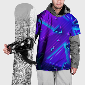 Накидка на куртку 3D с принтом Неоновые треугольники геометрические в Курске, 100% полиэстер |  | 