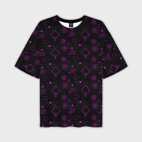 Мужская футболка oversize 3D с принтом Фиолетовые геометрические фигуры в Кировске,  |  | 