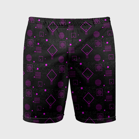 Мужские шорты спортивные с принтом Фиолетовые геометрические фигуры ,  |  | Тематика изображения на принте: 