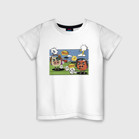 Детская футболка хлопок с принтом Поле боя chicken gun в Курске, 100% хлопок | круглый вырез горловины, полуприлегающий силуэт, длина до линии бедер | Тематика изображения на принте: 